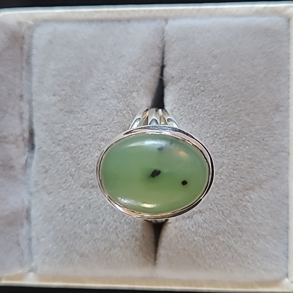 Jade Solid Sterling silver Ring Size 5.5